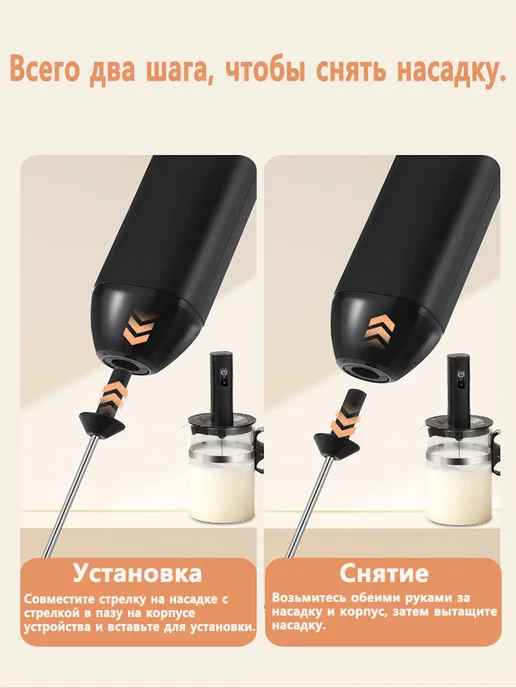 Капучинатор электрический ручной, черный, фото 2