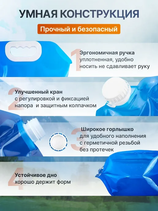 Умывальник дачный рукомойник канистра с краном, голубой, фото 3