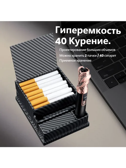 портсигар мужской, черный, фото 4