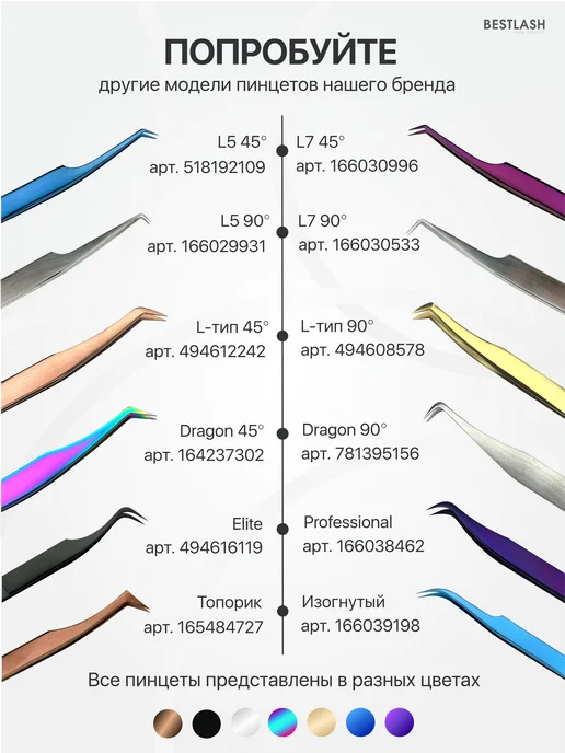 BestLash Пинцет для ресниц PROFESSIONAL, желтый, фото 4
