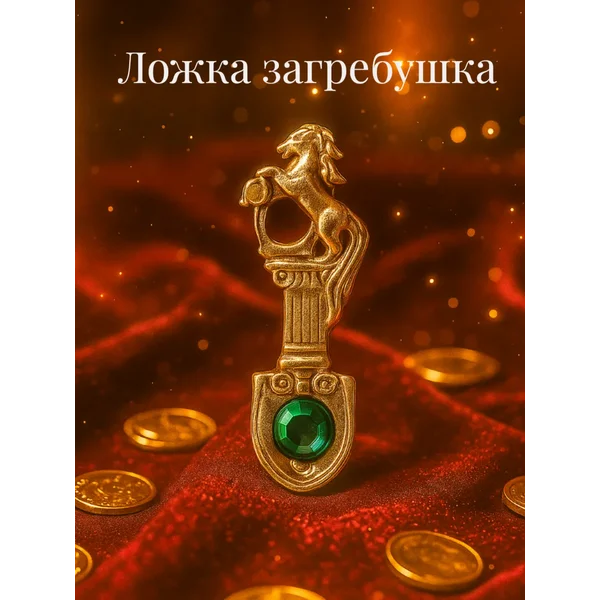 Ложка загребушка с камнем символ года 2026 лошадь