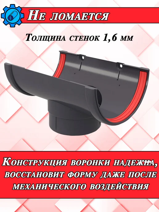 Grand Line Воронка водостока d 120 мм графит 1 штука, серый, фото 5