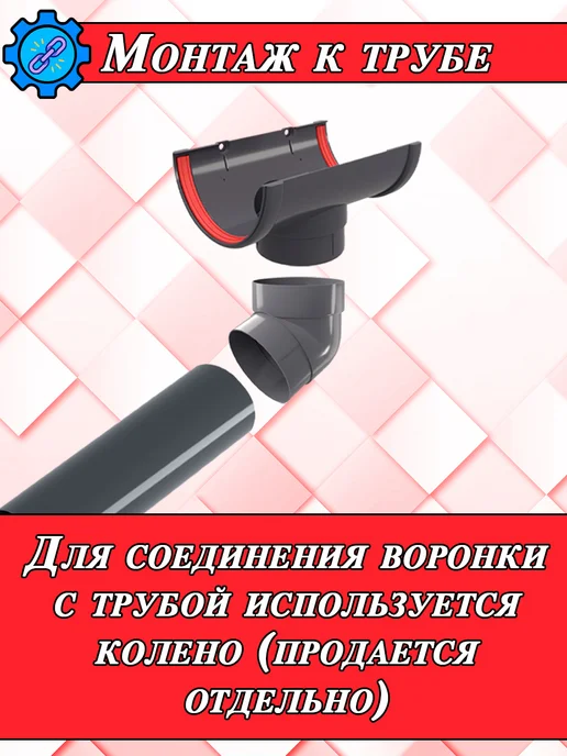 Grand Line Воронка водостока d 120 мм графит 1 штука, серый, фото 7