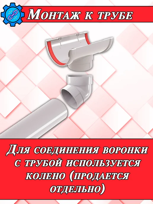 Grand Line Воронка водостока d 120 мм белый 2 штуки, белый, фото 7