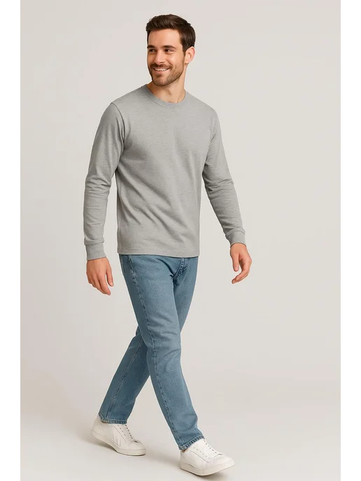 BLOSSOM MEN'S лонгслив базовый хлопок, серый, фото 3