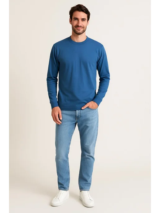 BLOSSOM MEN'S лонгслив базовый хлопок, синий, фото 2