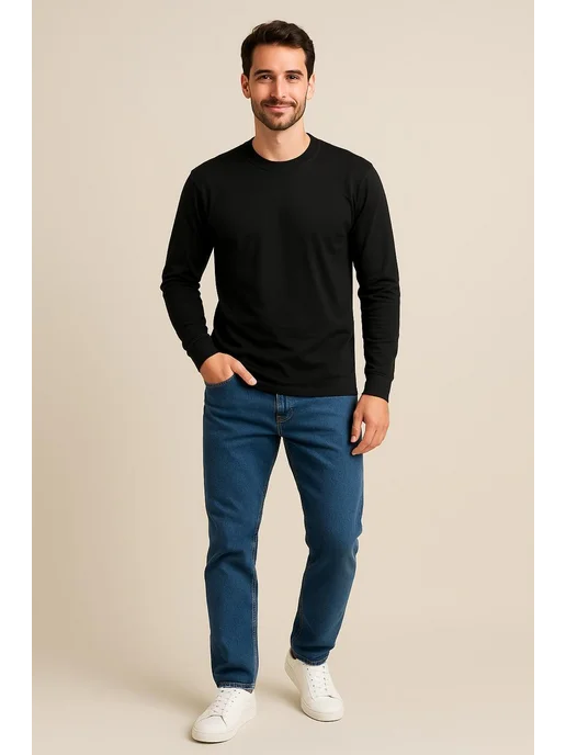 BLOSSOM MEN'S лонгслив базовый хлопок, черный, фото 2