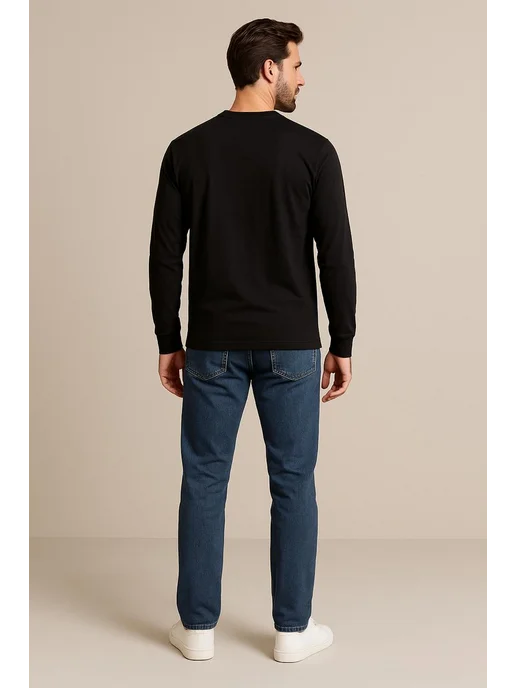 BLOSSOM MEN'S лонгслив базовый хлопок, черный, фото 4