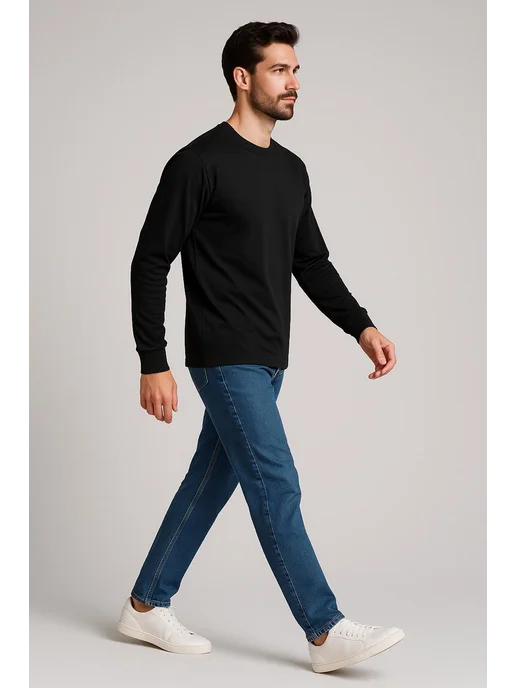 BLOSSOM MEN'S лонгслив базовый хлопок, черный, фото 7