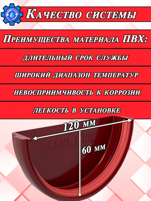 Grand Line Заглушка для водостока d 120 мм белый 2 штуки, красный, фото 2