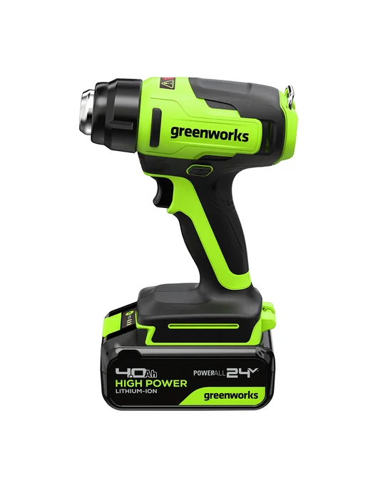 Greenworks Строительный фен 24V, 3 насадки, АКБ 4Ач и ЗУ, вариант, фото 5