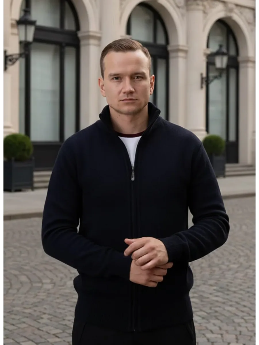 Кардиган на молнии вязаный джемпер