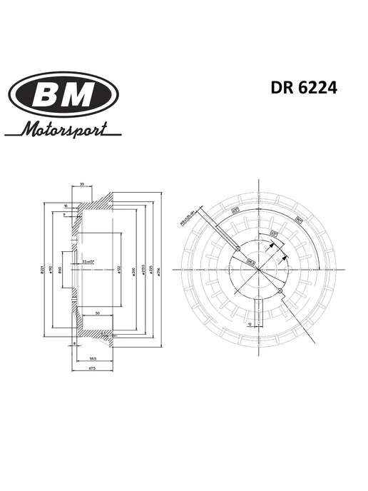 BM-MOTORSPORT Барабан тормозной чугунный (1шт.) DR6224, 1 шт, фото 3