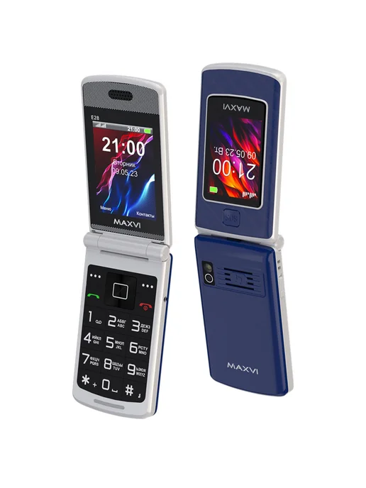 Maxvi Мобильный телефон E28 Синий 2 sim 2.8 QVGA 2G (RU), 2 г