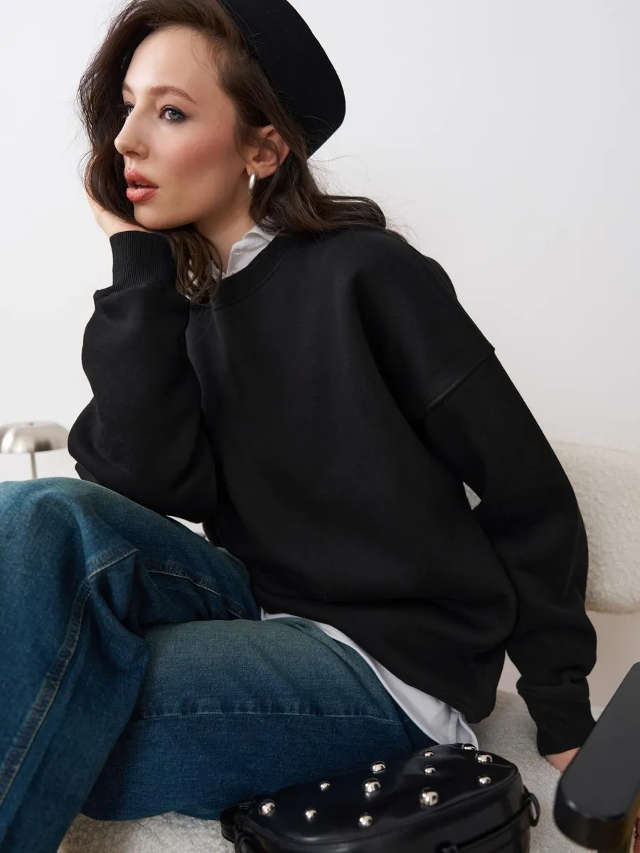 Свитшот оверсайз теплый с начесом