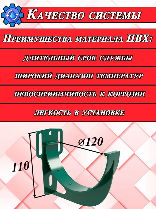 Grand Line Кронштейн желоба d 120 мм зеленый 40 штук, зеленый, фото 2