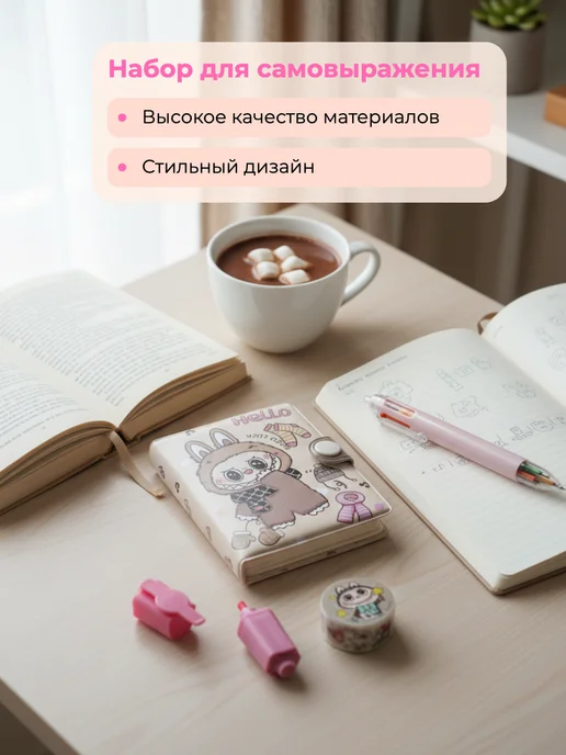 Канцелярский подарочный набор Лабубу Labubu, бежевый, фото 4
