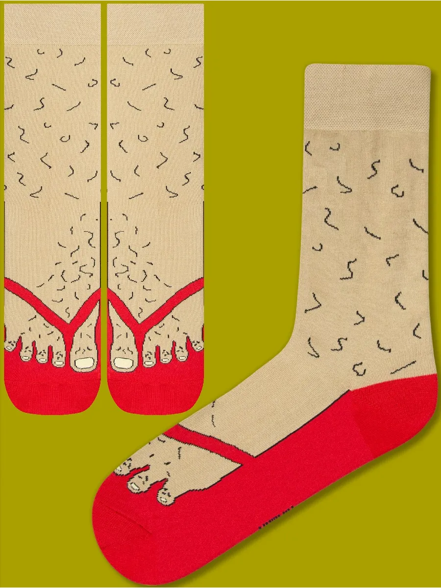 Высокие прикольные носки с принтом и рисунком ноги 1 пара