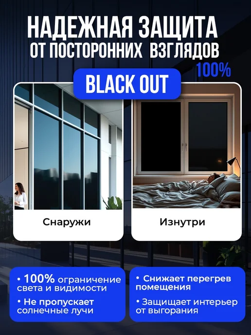 ODEKO Пленка на окно тонировочная Black Out 60*152, 60x152, фото 6
