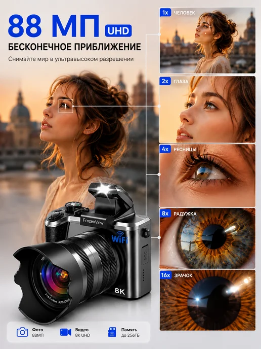 8K камера 88МП с автофокусом, 3" экраном 180° и 16X зумом, вариант, фото 2