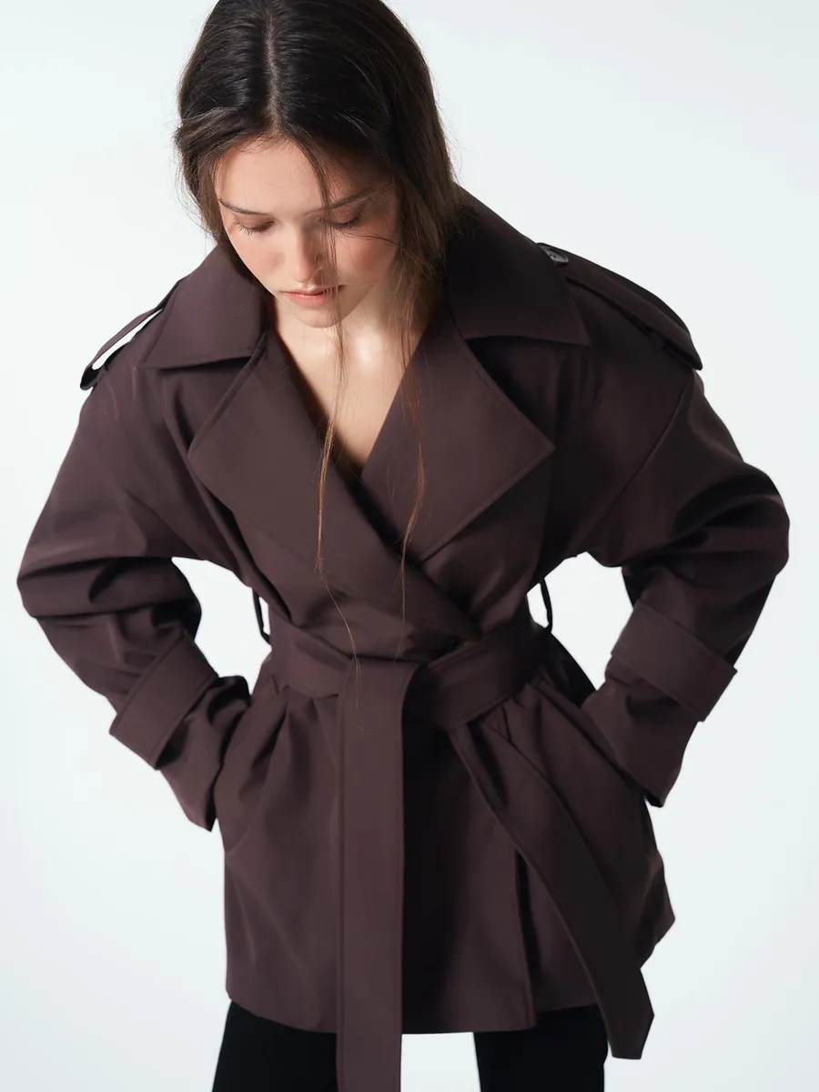 Тренч плащ короткий демисезонный