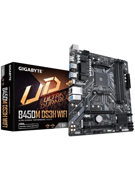 Gigabyte Материнская плата B450 DS3H WIFI AM4, AMD, mATX, Wi-Fi, черный, фото 4