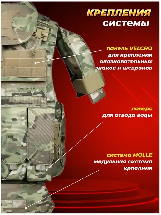 бронежилет Циклон тактический с бронеплитами БР2 Разгрузка, зеленый, фото 3