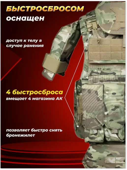 Yakeda Бронежилет тактический с бронеплитами БР2 Разгрузка Плитник, зеленый, фото 2