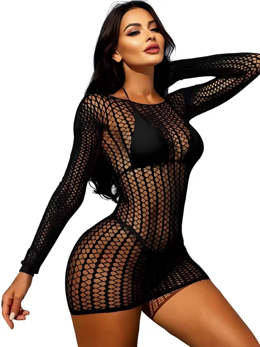 SweetNight Боди сетка эротическая прозрачная, прозрачный, фото 6