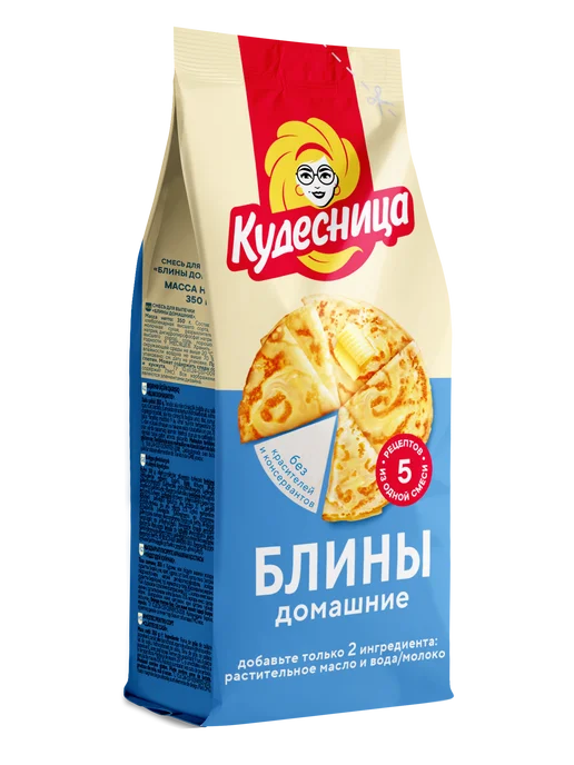 Кудесница Смесь для выпечки Блины домашние 2 шт. по 350 гр, 3 шт, 350 г, фото 2