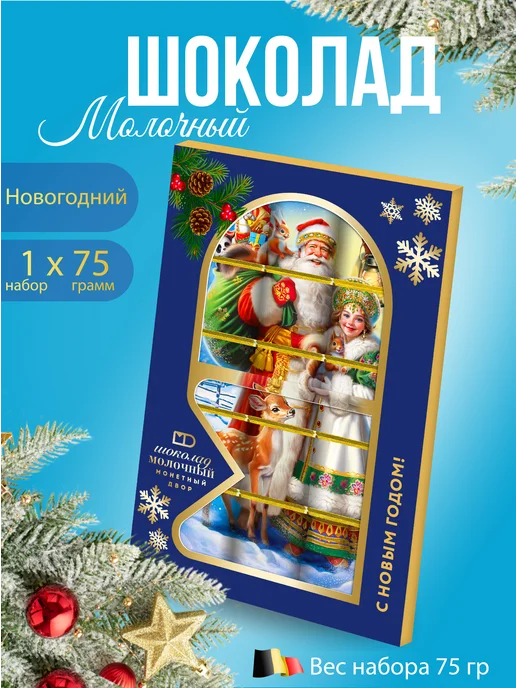 Монетный двор Шоколад молочный на Новый Год "Дед Мороз и Снегурочка", вариант