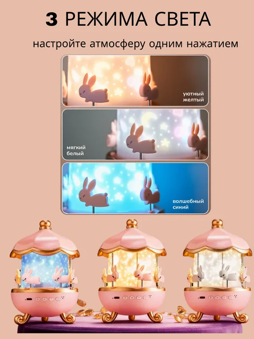 Ночник проектор подарок девочке, розовый, фото 5