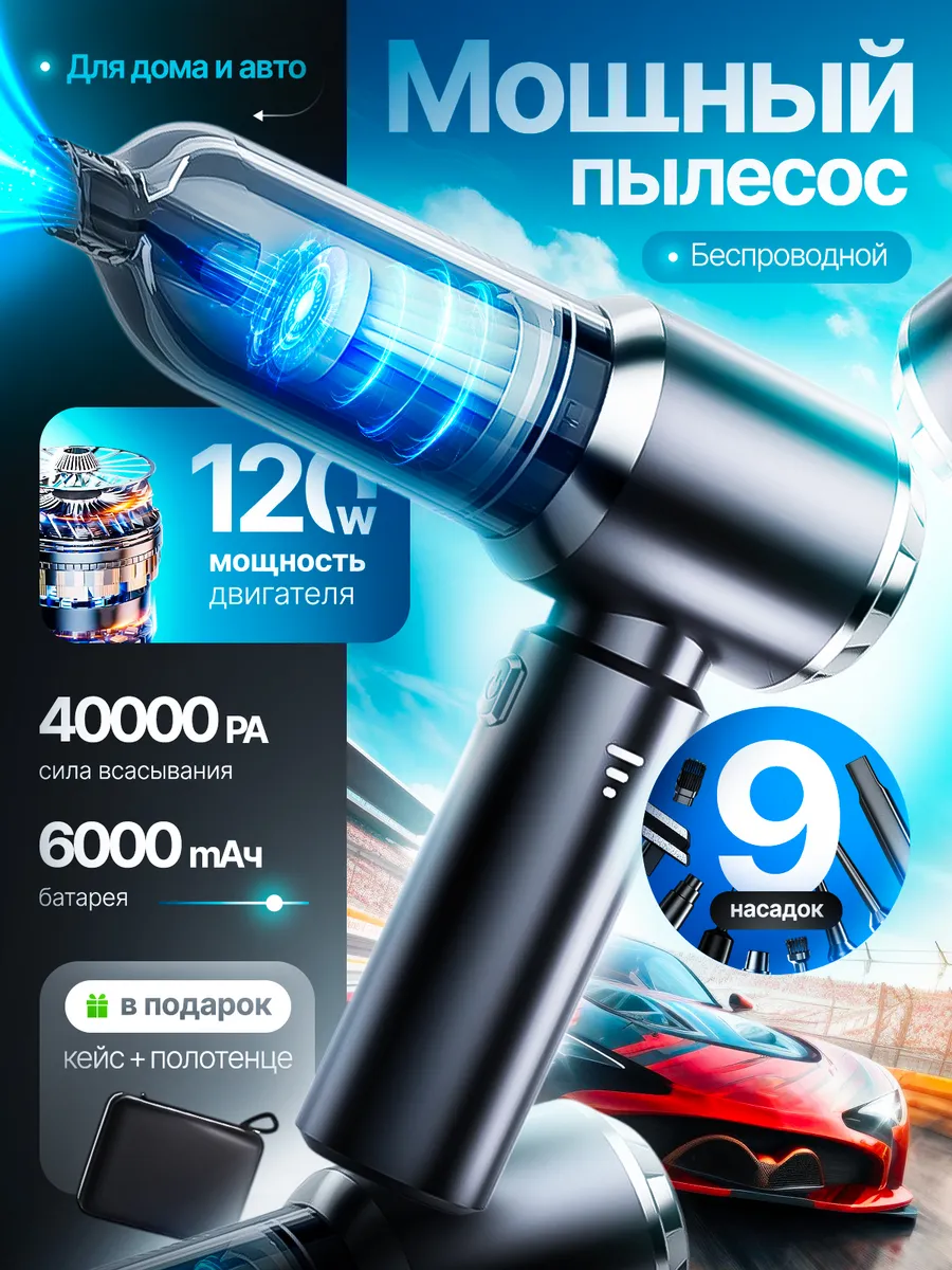 Пылесос для автомобиля беспроводной мощный ручной