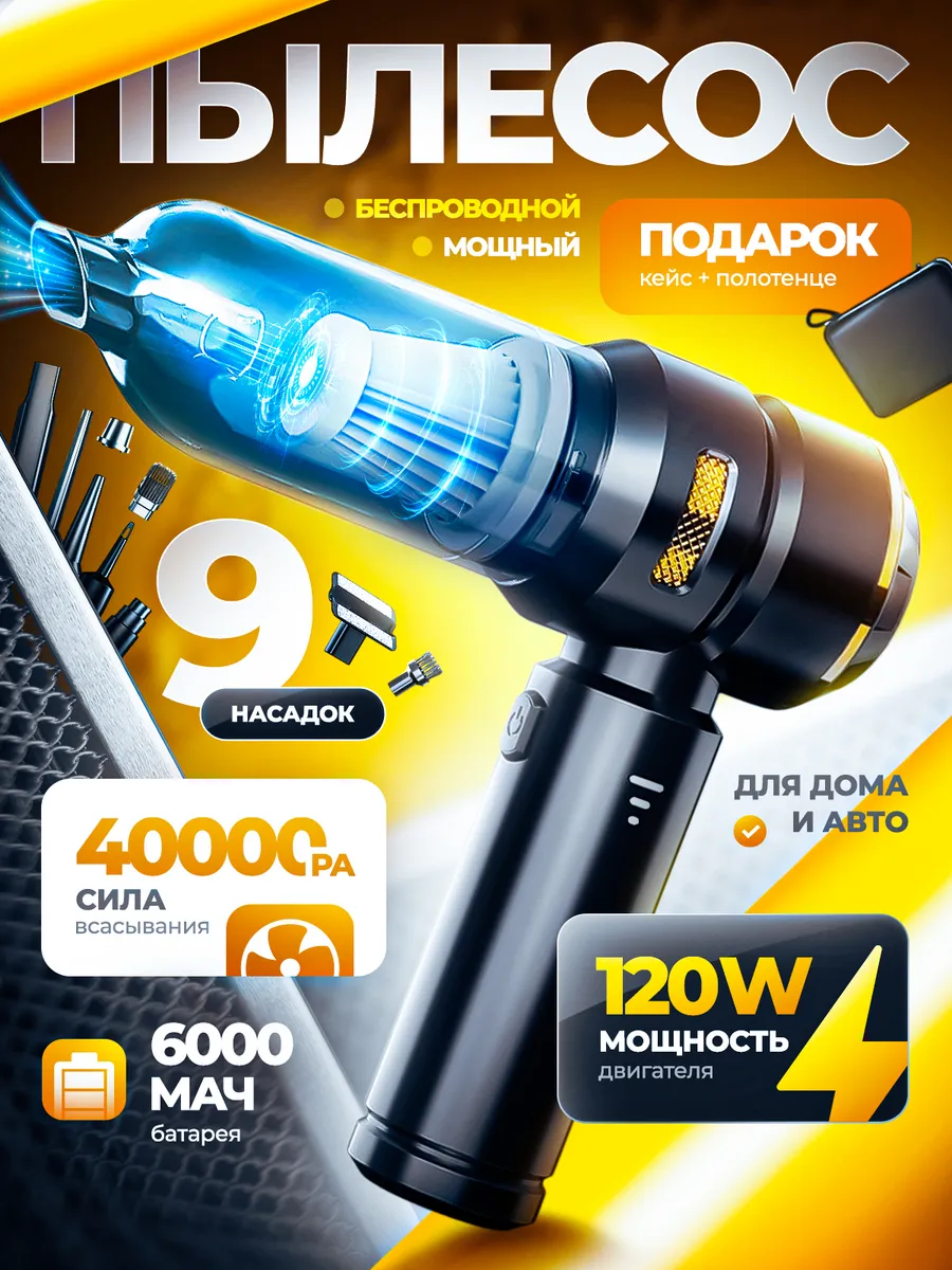 Пылесос для автомобиля беспроводной мощный ручной