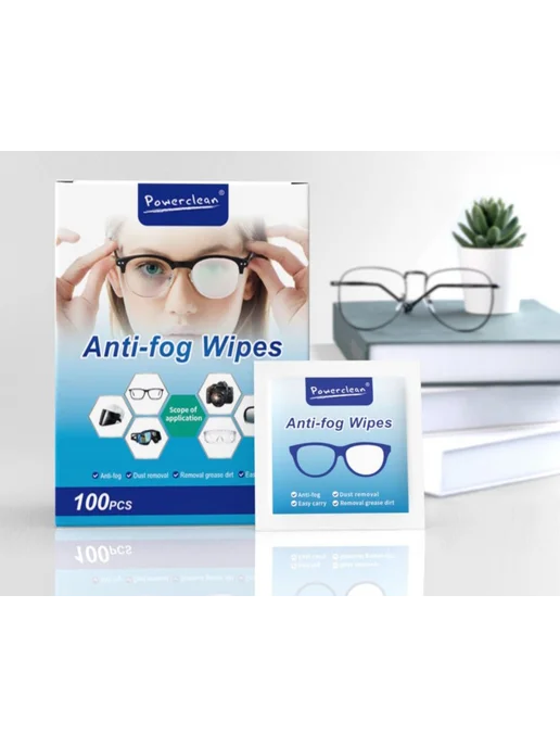 Салфетки влажные anti-fog для оптики 100шт, 100 шт