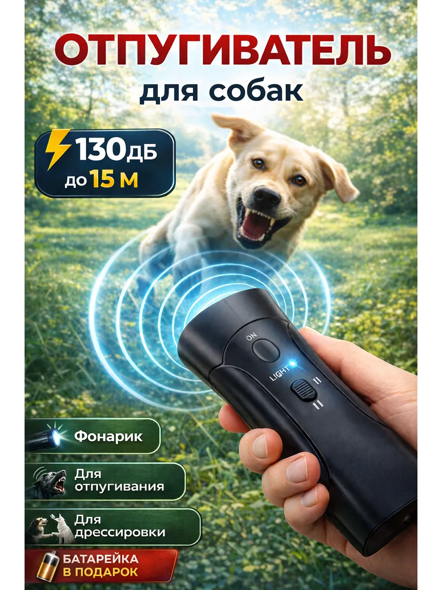 Отпугиватель собак ультразвуковой мощный, защита от животных
