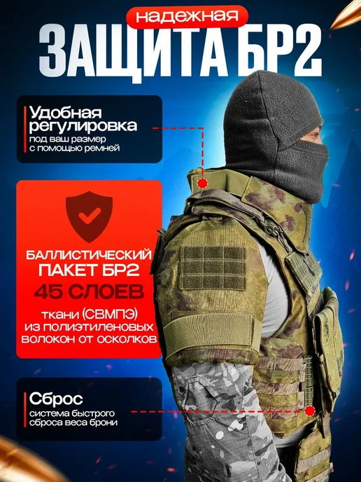 ТАКТИКА24 Бронежилет Universal Armor БР2 c быстрым сбросом, без плит, зеленый, фото 4
