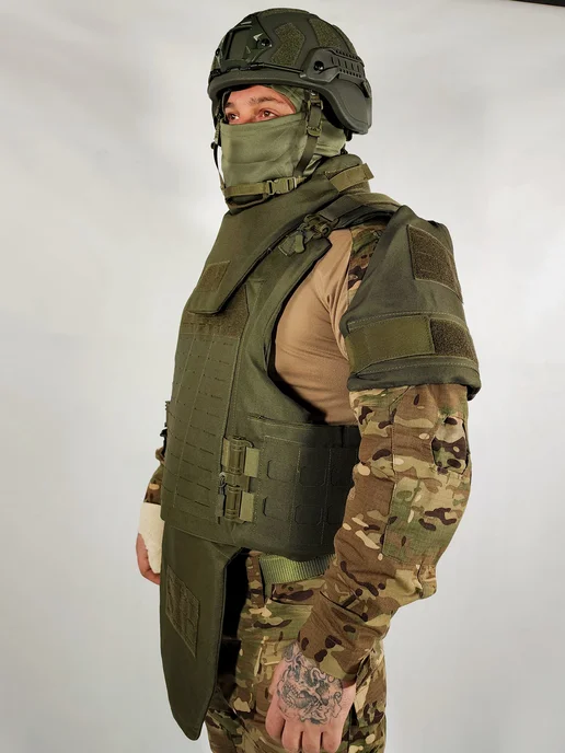 ТАКТИКА24 Бронежилет Full Armor Бр5 с плитами + плечи, шея, напашник, зеленый, фото 6