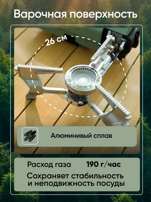 Зарница Газовая горелка плита туристическая, голубой, фото 8