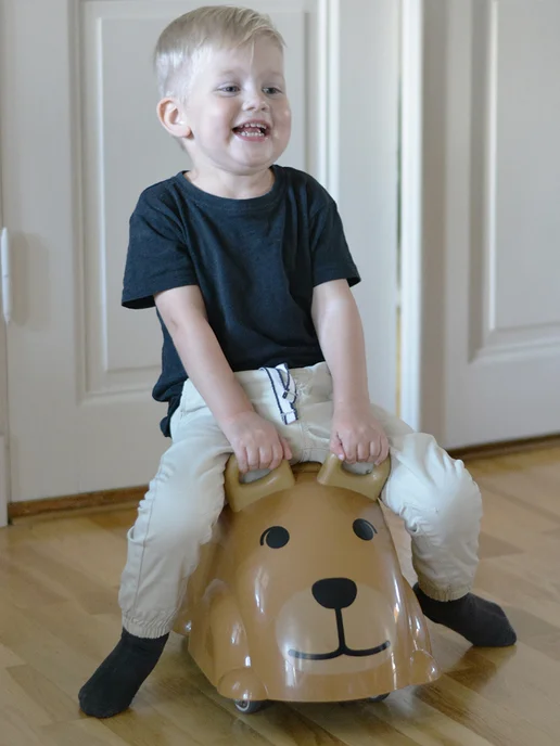 VIKING TOYS Каталка пушкар детская Медведь с подарком, коричневый, фото 2