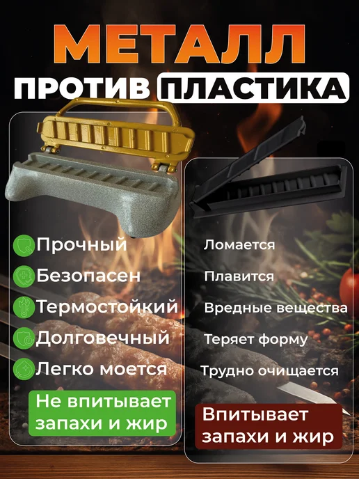 Kitchen House` Пресс форма для люля-кебаба, серый, фото 2