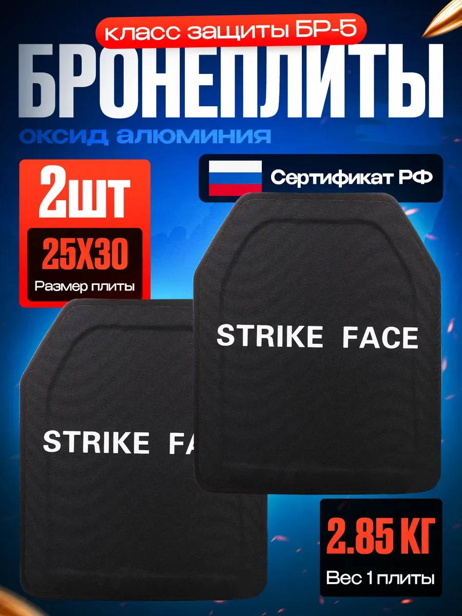 Бронеплита БР 5 для защиты груди и спины 2 шт 25х30