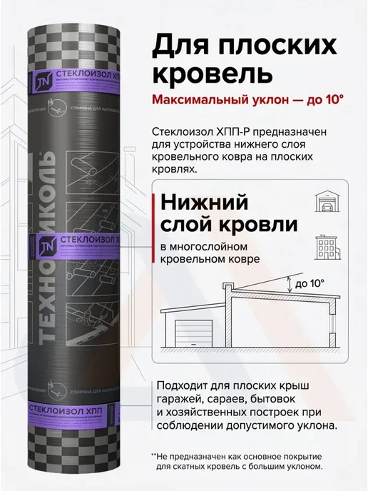 ТехноНИКОЛЬ Наплавляемая кровля Стеклоизол Р ХПП для крыши, 9м2, вариант, фото 5