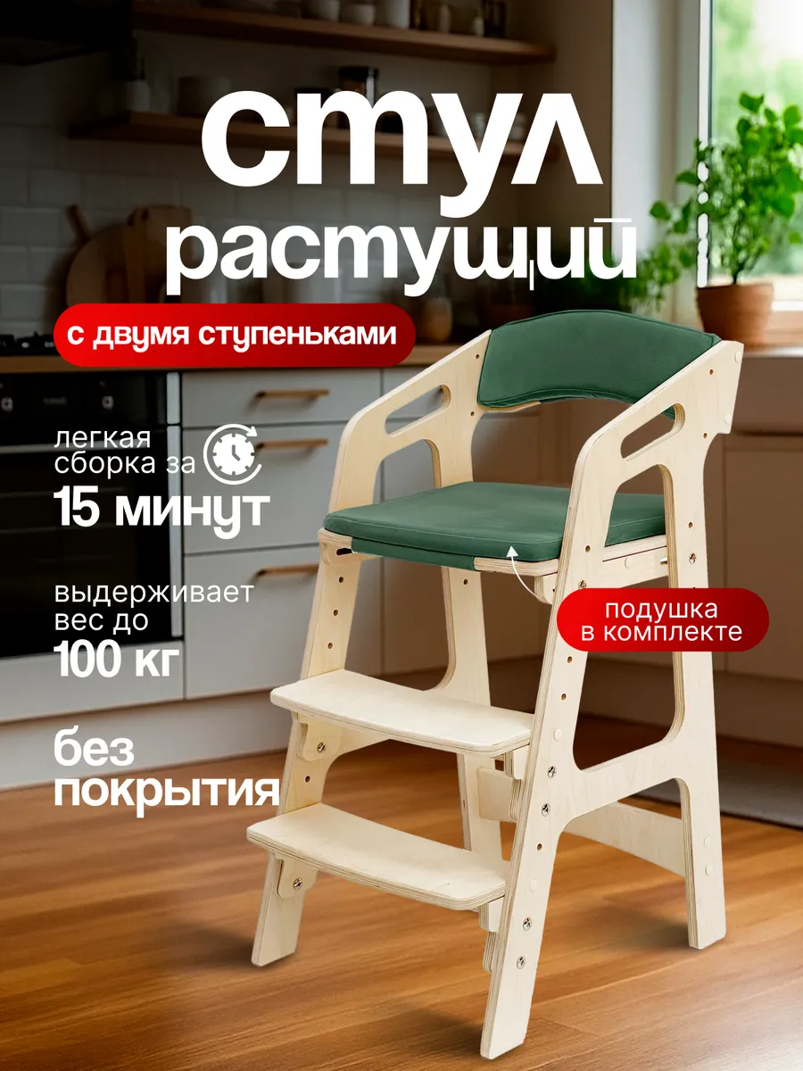 Растущий стул детский с подлокотниками и подушкой