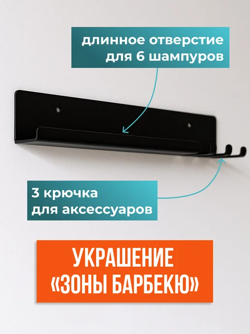Держатель подставка для шампуров на стену, черный, фото 3