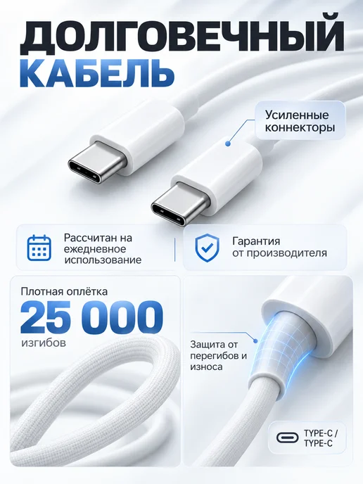 meltbox Зарядка для iPhone быстрая для телефона айфон type-c, белый, фото 2