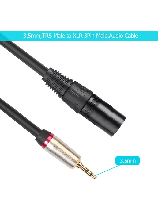 Аудиолиния 3.5mm TRS на XLR мужской, 0.3 метра, 0,3 м, фото 2