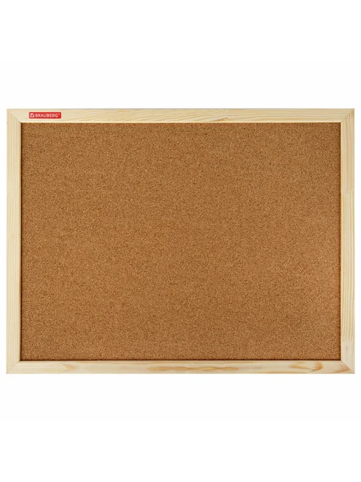 Brauberg Доска пробковая для объявлений 45х60 см деревянная рамка Woo, 45x60 см