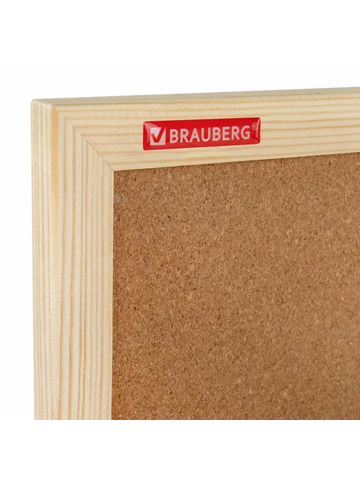 Brauberg Доска пробковая для объявлений 45х60 см деревянная рамка Woo, 45x60 см, фото 3