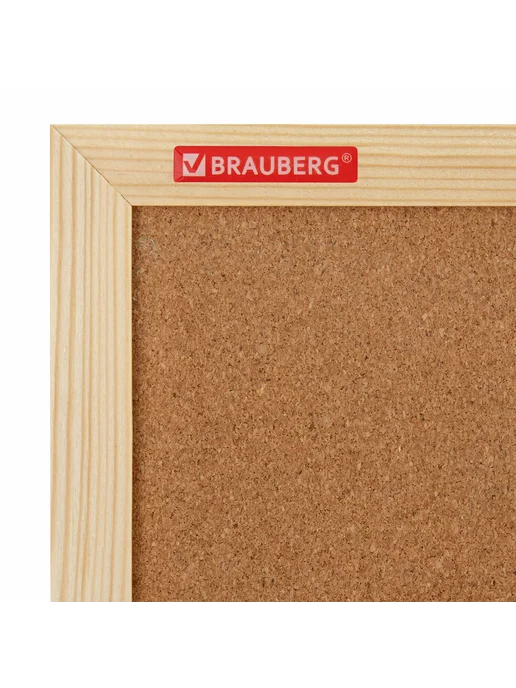 Brauberg Доска пробковая для объявлений 45х60 см деревянная рамка Woo, 45x60 см, фото 4